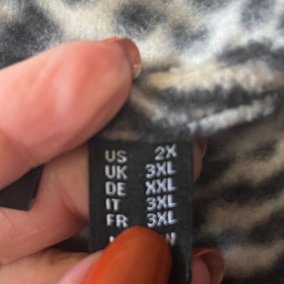 Susan Graver Weekend Cardigan Black Open Front Herringbone Hooded Fleece 2X - Picture 6 of 7